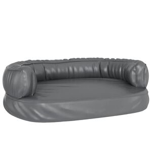 vidaXL Ergonomisk hundeseng skum gr&aring; 60x42 cm kunstig skinn