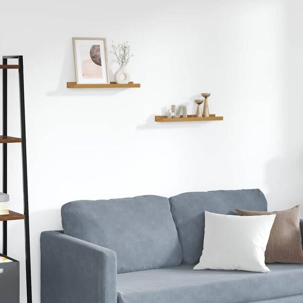 vidaXL Vegghylle med hylle 2 pcs Beige 40 x 9 x 3 cm Konstruert tre