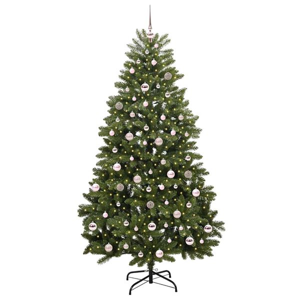 vidaXL Kunstig juletre med 300 LED gr&oslash;nn 210 cm PVC og metall