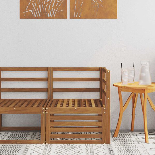 vidaXL Ute Hj&oslash;rnesofa Solid akasietre Naturlig 63 x 63 x 73 cm