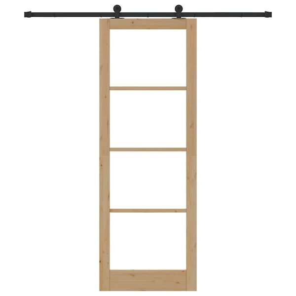 vidaXL Skyvedør ORKDAL Naturlig 83 x 232 cm Massivt furutre og glass