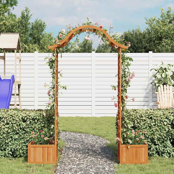 vidaXL Hagepergola med blomsterkasse heltre gran