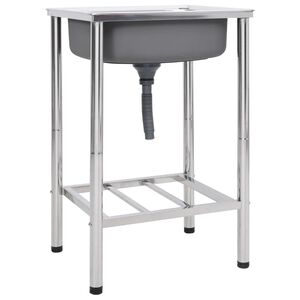 vidaXL Campingvask enkel kum rustfritt st&aring;l