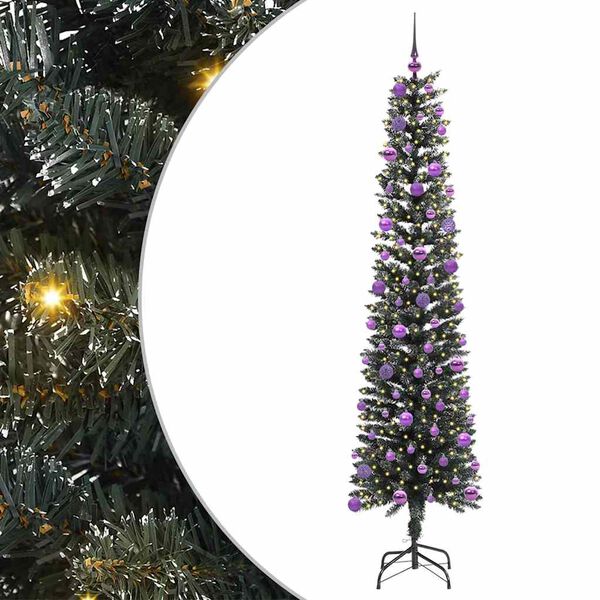 vidaXL Kunstig juletre med 300 LED gr&oslash;nn 240 cm PVC og plast og st&aring;l
