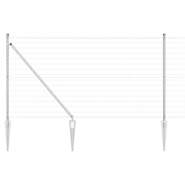 vidaXL Gjerde med stolpe sølv 1,4 x 10 m Stål