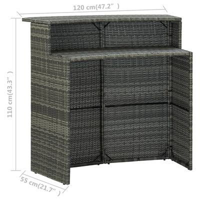 vidaXL Hagebord grå 120x55x110 cm polyrotting