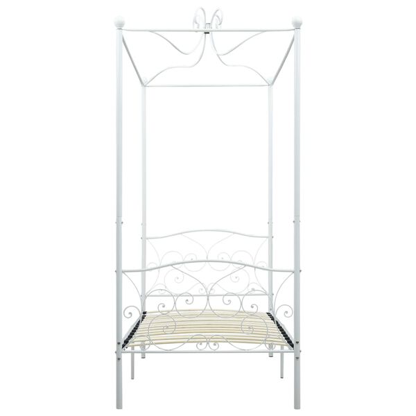 vidaXL Himmelsengeramme hvit metall 90x200 cm