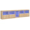vidaXL Skjenk med LED-lys sonoma eik 283x37x67 cm