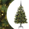 vidaXL Kunstig hengslet juletre med kjegler gr&oslash;nn 120 cm