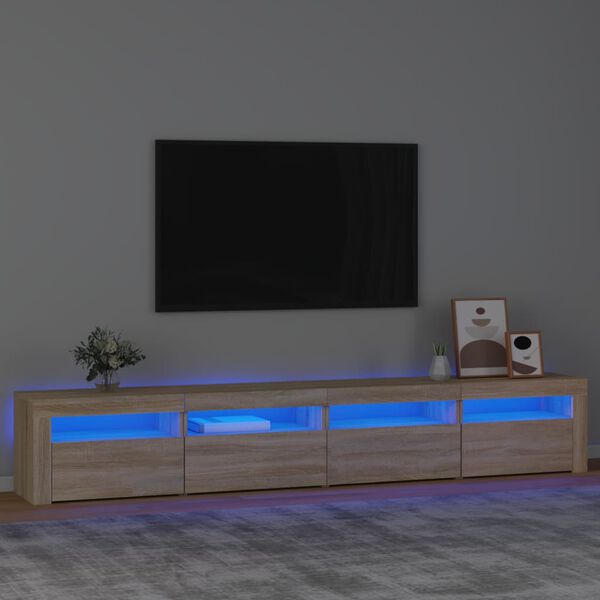 vidaXL TV-benk med LED-lys sonoma eik 240x35x40 cm