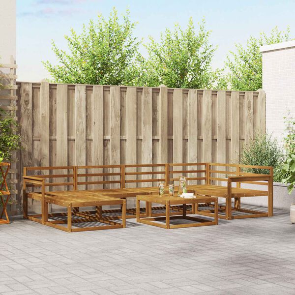 vidaXL Utend&oslash;rs sofa-sett 7 pcs Naturlig Solid akasietre