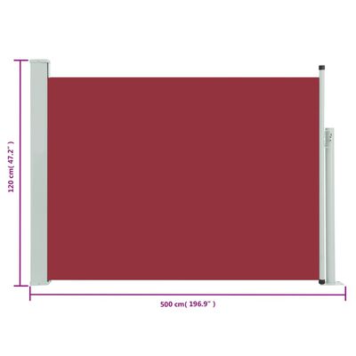 vidaXL Uttrekkbar sidemarkise 117x500 cm rød