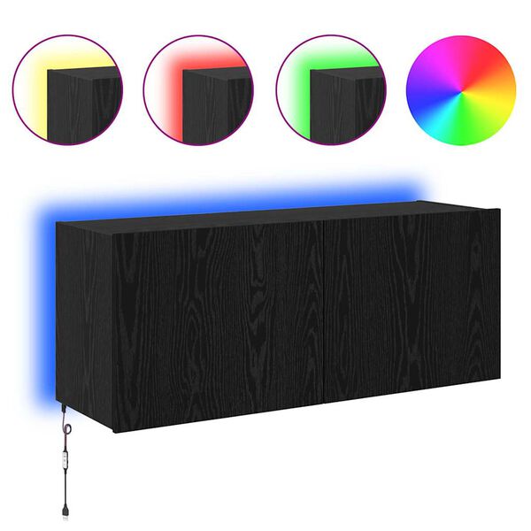 vidaXL TV Veggskap Svart Eik 100 x 35 x 41 cm Konstruert tre