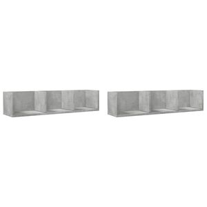 vidaXL Veggskap 2 stk betonggr&aring; 75x18x16,5 cm konstruert tre