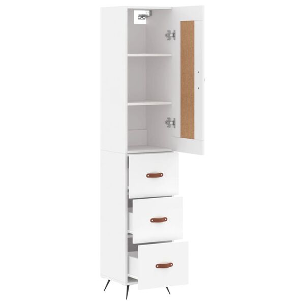 vidaXL Highboard hvit 34,5x34x180 cm konstruert tre