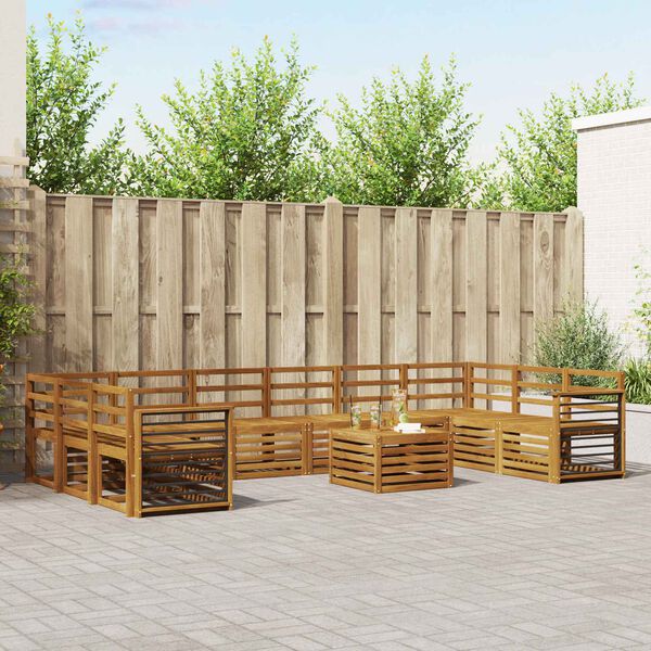 vidaXL Sofasett 11 pcs Naturlig Solid akasietre