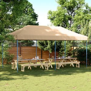 vidaXL Sammenleggbart partytelt pop-up beige 580x292x315 cm