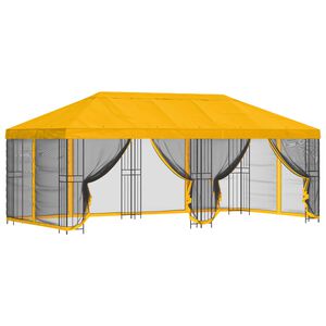 vidaXL Paviljong med sidevegger 6 x 3 m Gul Polyester og st&aring;l 190