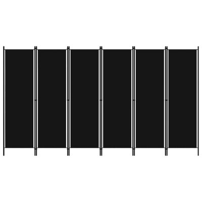 vidaXL Romdeler med 6 paneler svart 300x180 cm