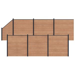 vidaXL Gjerdesett 7 pcs 1138 x 186 cm WPC og Aluminium Brun