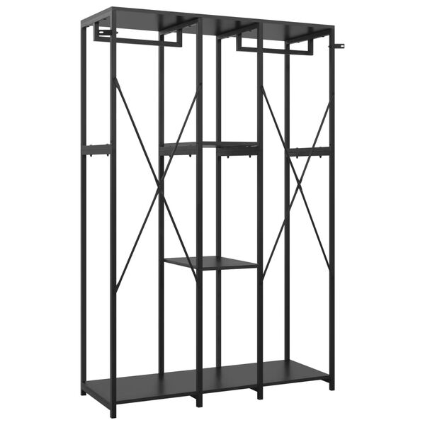 vidaXL Garderobe svart 110x40x167 cm metall og sponplate