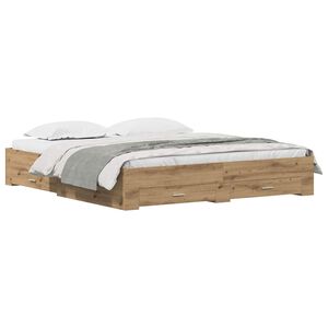 vidaXL Sengestamme med skuff Artisan Eik 180 x 200 cm Konstruert tre