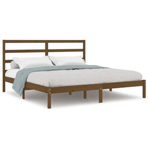 vidaXL Sengeramme honningbrun heltre furu 200x200 cm