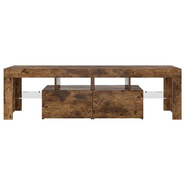 vidaXL TV-benk med LED-lys r&oslash;kt eik 140x36,5x40 cm