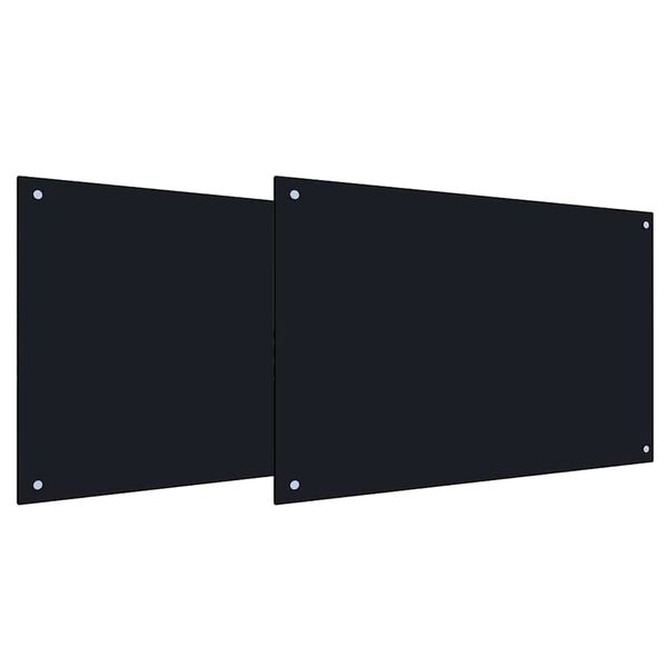 vidaXL Kj&oslash;kkenbakplate 2 pcs Svart 90 x 50 cm herdet glass