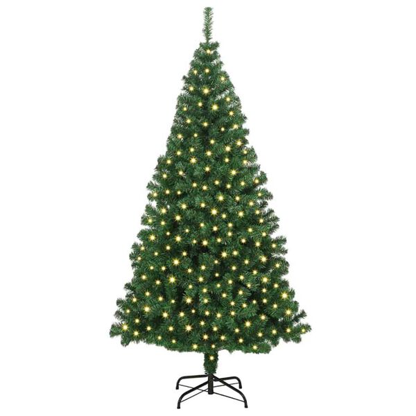 vidaXL Kunstig juletre med 300 LED gr&oslash;nn 180 cm PVC og St&aring;l og Plast