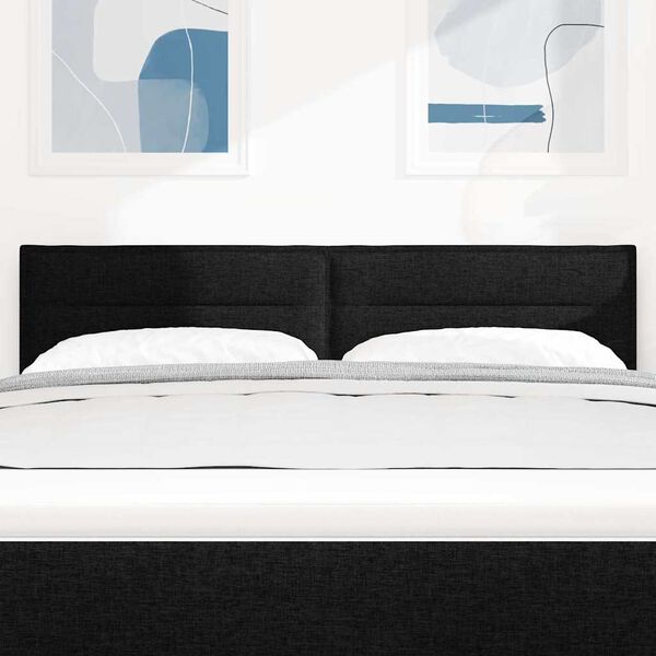 vidaXL LED Hodegavl med LED -stripelys Veggmontert Svart 160 cm stoff