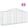 vidaXL Gabionkurver buede 3 stk 200x30x80/100 cm galvanisert jern