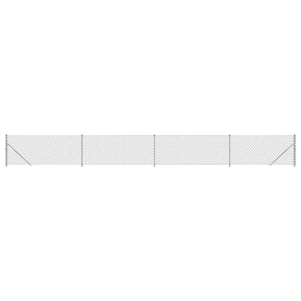 vidaXL Kjettinggjerde med flens sølv 0,8x10 m
