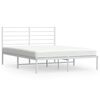 vidaXL Sengeramme i metall med sengegavl hvit 150x200 cm