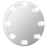 vidaXL Rammeløst veggspeil med LED-lys rund glass