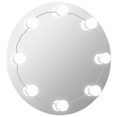 vidaXL Rammeløst veggspeil med LED-lys rund glass