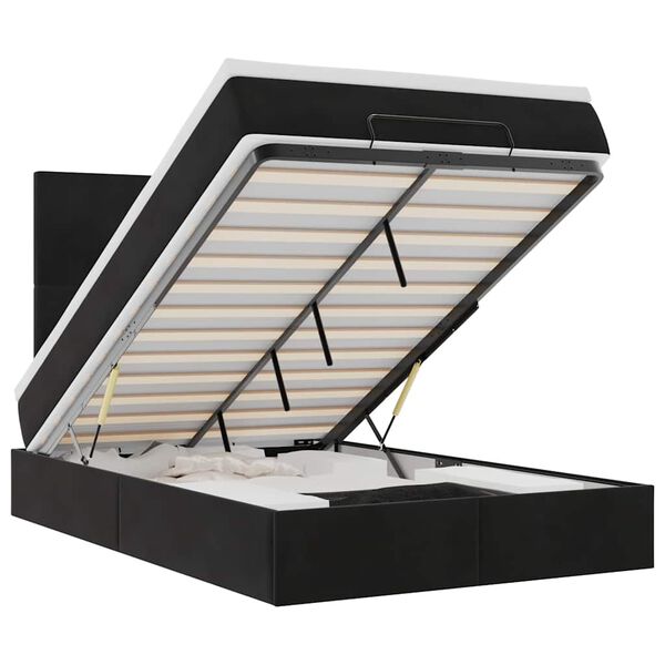 vidaXL Ottoman sengeramme med madrasser svart 120x200cm fløyel