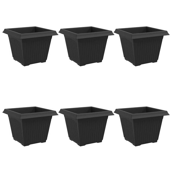 vidaXL Firkantet Blomsterpotte 6 pcs Svart 28,5 x 28,5 x 22 cm Plast