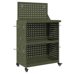 vidaXL Verkt&oslash;ytrolley Olivengr&oslash;nn 65 x 35 x 111 cm Kaldvalsest&aring;l