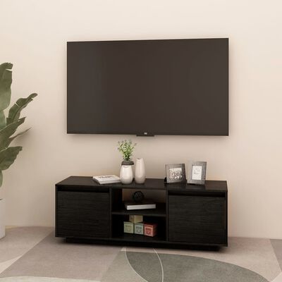vidaXL TV-benk 110x30x40 cm heltre furu svart