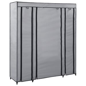 vidaXL Garderobeskap med rom og stenger gr&aring; 150x45x176 cm stoff