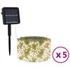vidaXL Soldrevne lysslynger 5stk 5x200 LED varmhvit innend&oslash;rs utend&oslash;rs