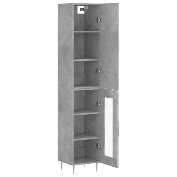 vidaXL Highboard betonggr&aring; 34,5x34x180 cm konstruert tre