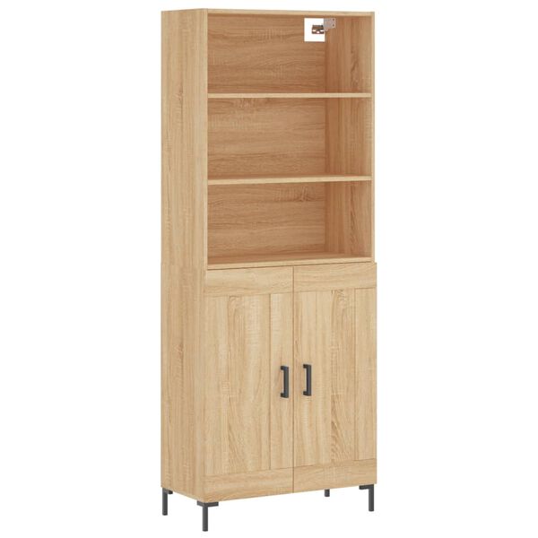 vidaXL Highboard sonoma eik 69,5x34x180 cm konstruert tre