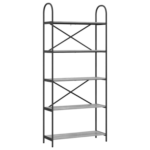 vidaXL Bokhylle Gr&aring; Sonoma 80 x 30 x 183 cm Konstruert tre