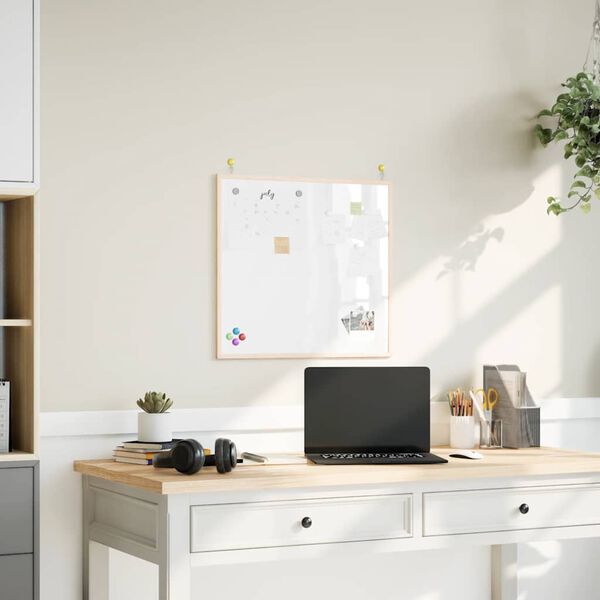 vidaXL Magnetisk whiteboardtavle med ramme i heltre furu 60x55 cm