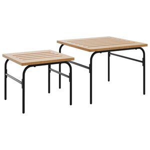 vidaXL Stablebare salongbord 2 stk brun og svart st&aring;l