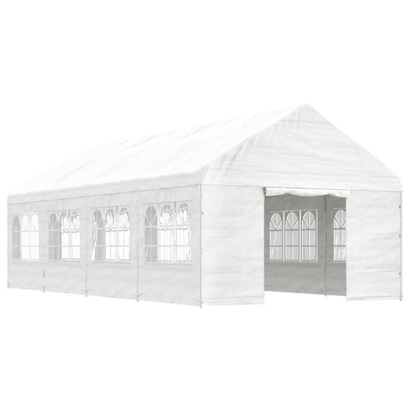 vidaXL Paviljong med tak hvit 8,92x4,08x3,22 m polyetylen