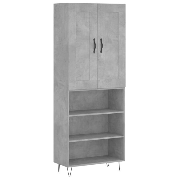 vidaXL Highboard betonggr&aring; 69,5x34x180 cm konstruert tre