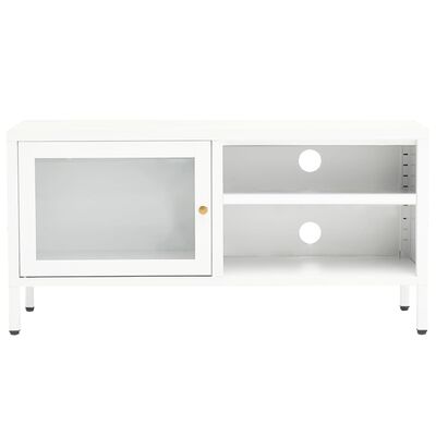 vidaXL TV-benk hvit 90x30x44 cm stål og glass